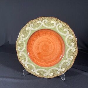 Casa Cristina Home Collection Decorative 12” Dinner Plate.Green & Orange
